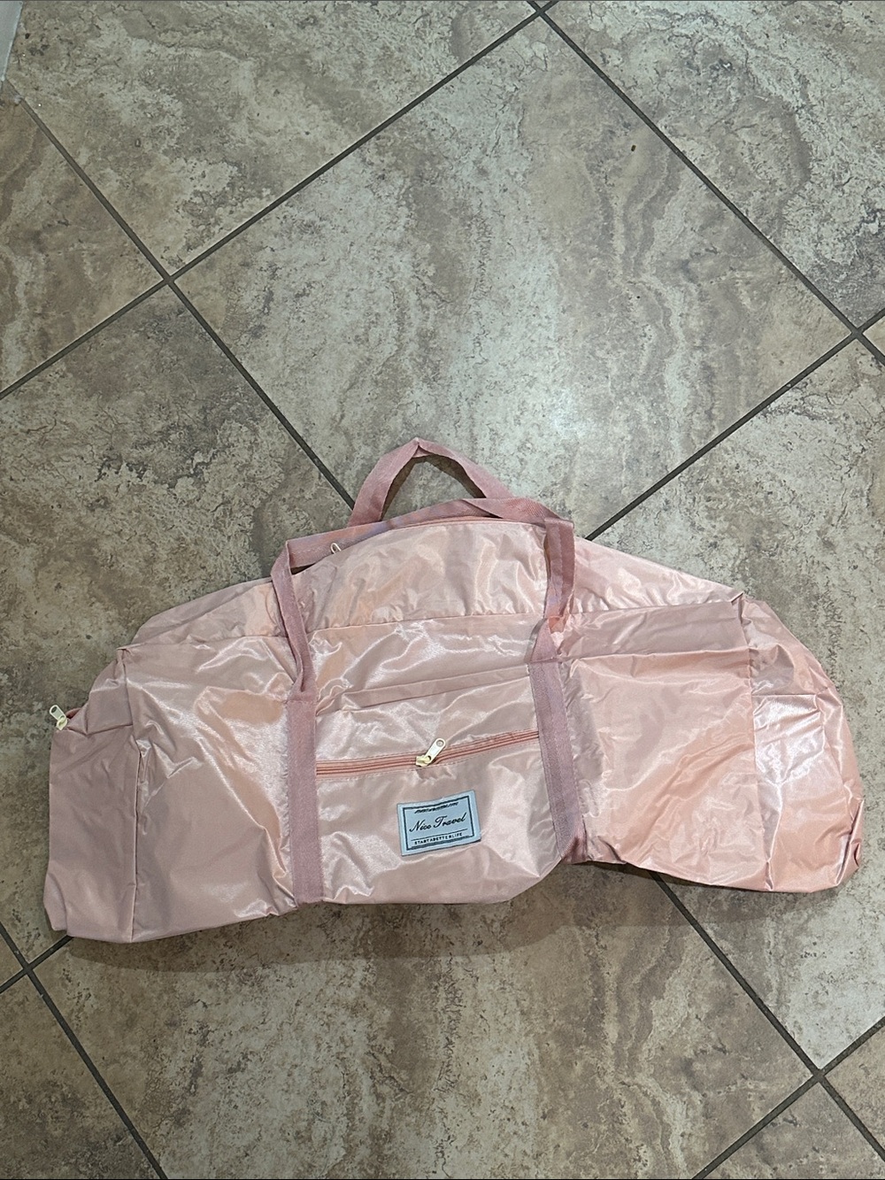 Light Pink Foldable Travel Duffel Bag - Women's Travel Tote